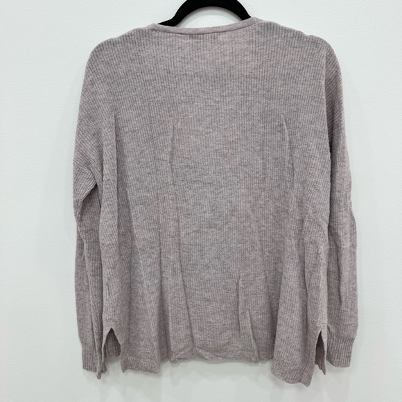 Madewell Woodside Pullover Sweater Ribbed Merino Wool Lilac Gray Pullover Sz M - Picture 2 of 5